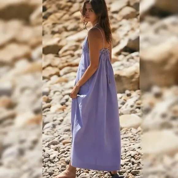 New Free People - XL - Crochet Lovey Maxi Dress In Periwinkle - Picture 2 of 7